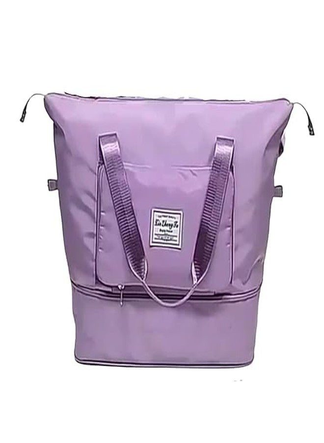 حقيبة سفر TOP SELECT، حقيبة كتف قابلة للتوسيع والطي، حقيبة سفر للنساء والفتيات، مقاومة للماء وخفيفة الوزن، حقيبة أمتعة للسفر (بنفسجي) - Image 1